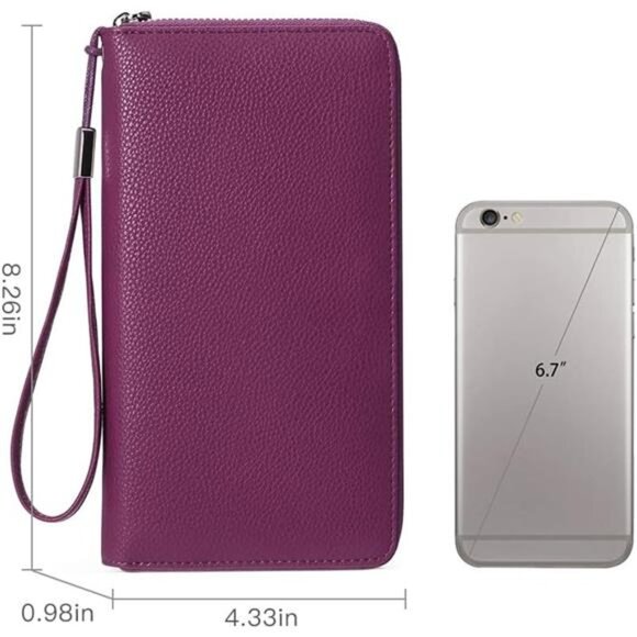 New Womens Wallet RFID Blocking Leather Zip Around Wallet Large Capacity - Picture 3 of 6